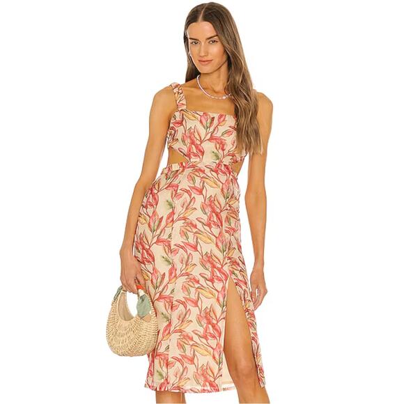 Lovers and Friends Bosworth Midi Dress in Emory Tropical Print NWT Small - Picture 1 of 3
